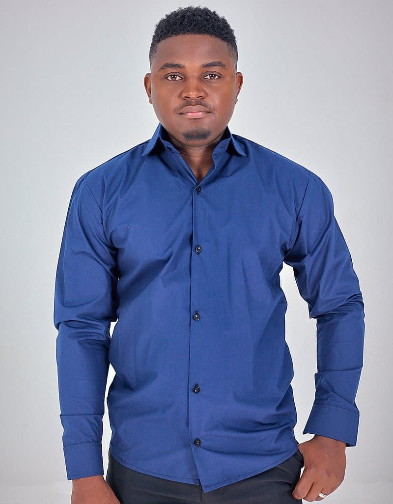 Navy long-sleeve shirt, angle 1 of 7